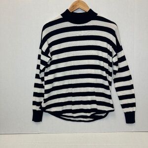 Madewell white and navy blue stripped Marino wool blend long sleeve top size XS